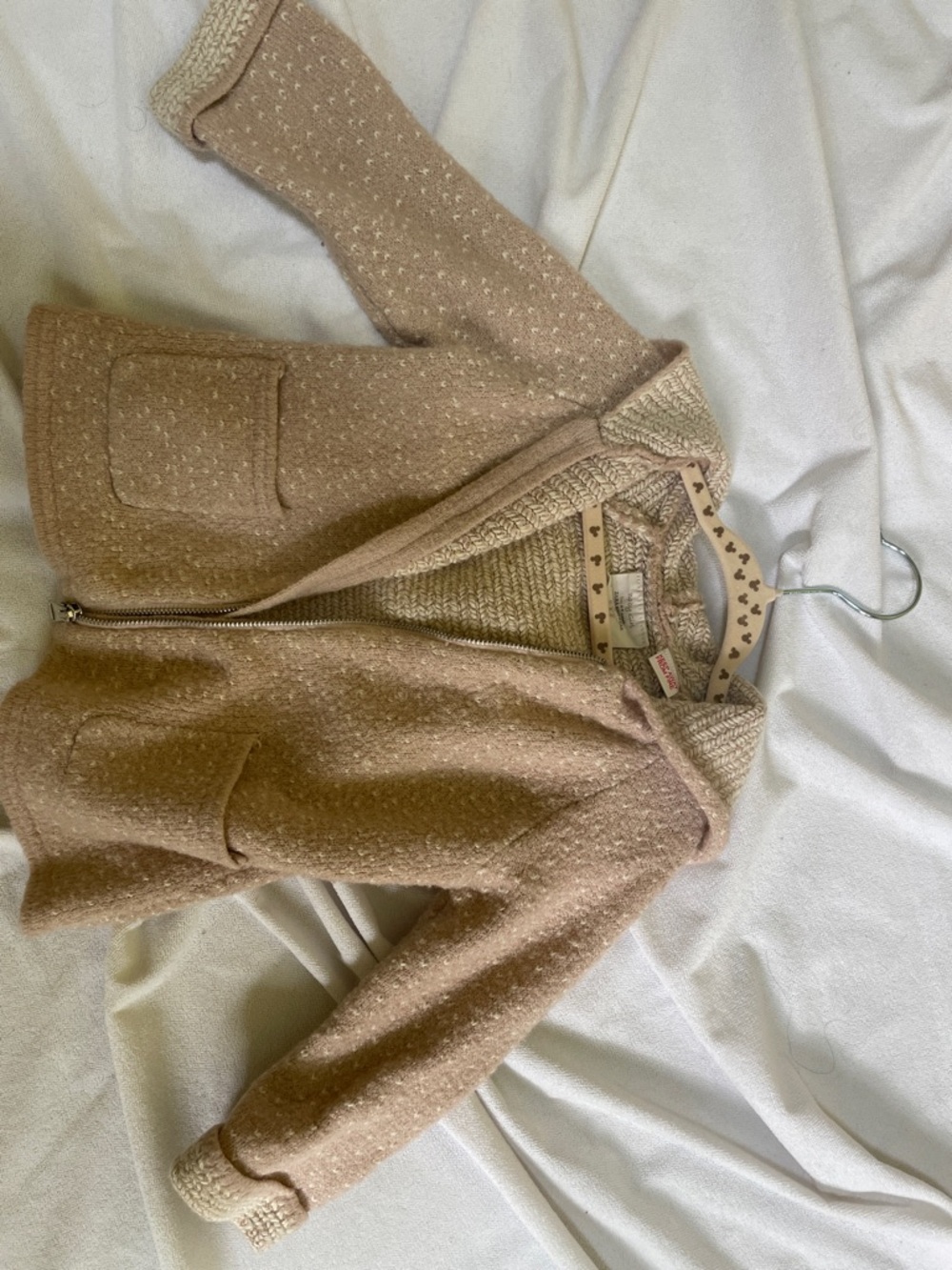 Baby Girl Zara Textured Zip-Front Jacket in Beige